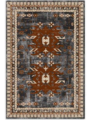 Pastel Home Antrasit Gri Kahve Şönil Halı Kilim Yolluk Kaymaz Yıkanabilir Saçaklı Koridor Antre Mutfak Salon