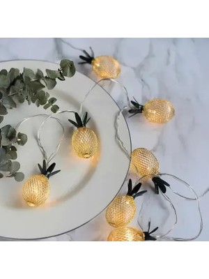 Mey Ithalat® 2 Metre 10 LED Pilli 2 Kademeli Ananas LED Işık