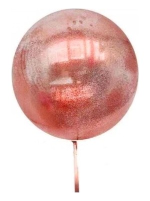 Mey Ithalat® Kırmızı Simli Yuvarlak Şeffaf Balon 24 Inç