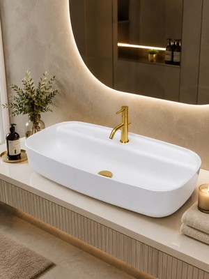 Turkuaz Cerastyle Aqua 80 cm Tezgah Üstü Çanak Lavabo
