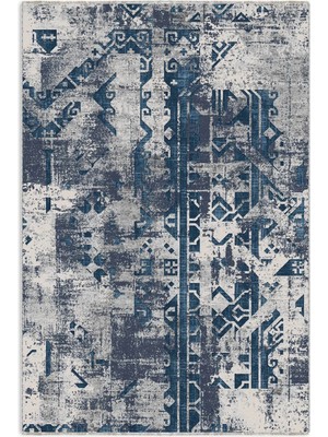 Pastel Home Lacivert Gri Tasarım Şönil Halı Kilim Yolluk Kaymaz Yıkanabilir Saçaklı Oturma Odası Mutfak Koridor