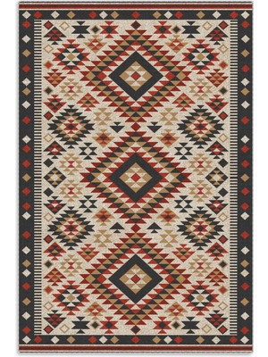 Pastel Home Bej Kırmızı Lacivert Anadolu Kilim Şönil Halı Yolluk Kaymaz Yıkanabilir Mutfak Koridor Salon