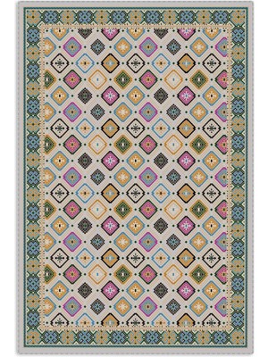 Pastel Home Renkli Etnik Desenli Bohem Şönil Halı Kilim Yolluk Kaymaz Yıkanabilir Salon Mutfak Koridor Çocuk Oda