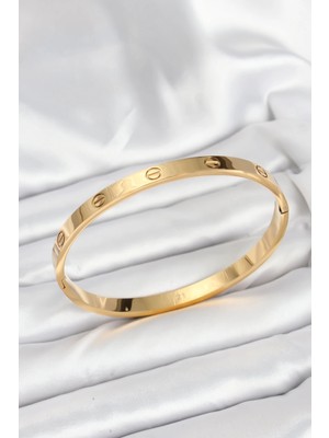 Mey Ithalat® 316L Çelik Gold Renk 65 mm Kadın Kelepçe Bileklik