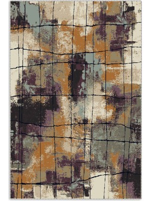 Pastel Home Bohem Eskitme Şönil Halı Kilim Yolluk Mor Hardal Kaymaz Pamuk Taban Yıkanabilir Kendinden Saçaklı