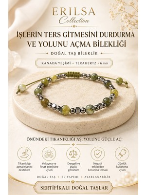 Erilsa Sertifikalı Işlerin Ters Gitmesini Durdurma ve Yolunu Açma Bilekliği Kanada Yeşimi Terahertz 6 mm