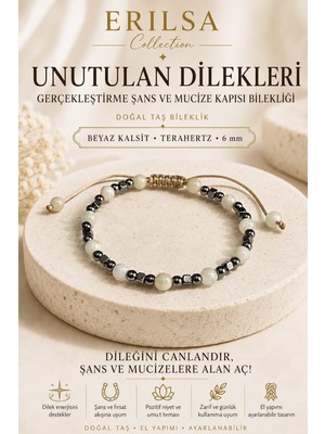 Erilsa Sertifikalı Unutulan Dilekleri Gerçekleştirme Şans Mucize Kapısı Bilekliği Beyaz Kalsit Terahertz