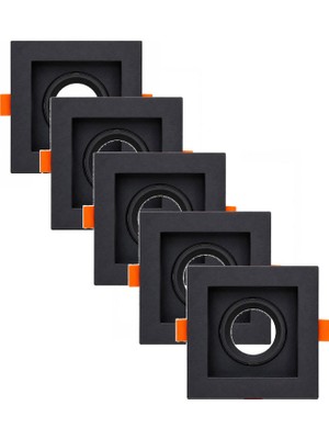 Abs Kare Sıva Altı GU10 LED Spot Armatür Kasası Siyah 5 Adet