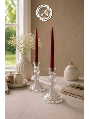 Glamis Selen Concept Kafes Model Cam Şamdan & Mumluk Orta Boy 2'li Set
