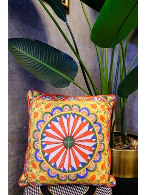 Dekomod 1 Adet Dijital Baskılı Dekoratif Çift Taraflı Renkli Desen Kırlent Yastık Kılıfı 45X45 cm