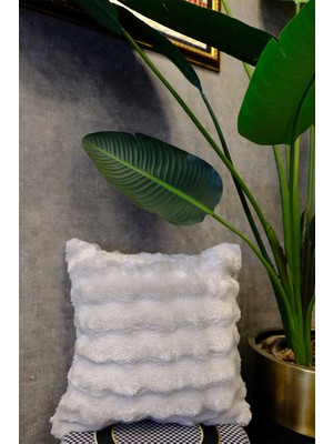 Dekomod Peluş Puffy Dekoratif Yastık Kırlent Kılıfı Pofuduk Bubble Gri 1 Adet 50X50 cm