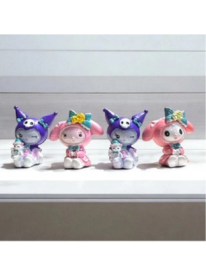 Niyet 4 Adet Dekoratif Kuromi - My Melodi Polyester Biblo Hediyelik