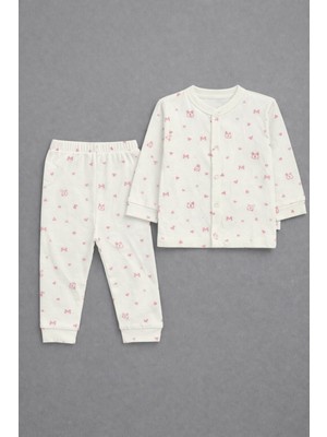 Kız Bebek Pamuklu Desenli Uzun Kollu Alt Üst Pijama Takımı