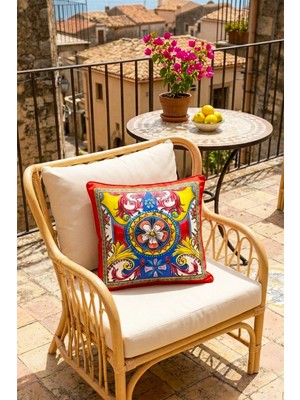 Dekomod 1 Adet Dijital Baskılı Dekoratif Çift Taraflı Renkli Desen Kırlent Yastık Kılıfı 45X45 cm