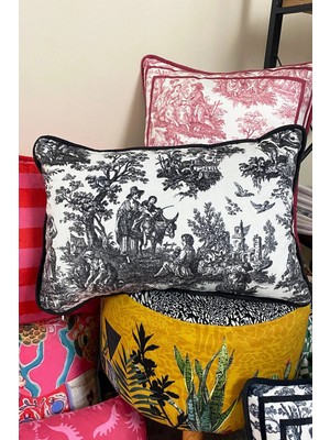 Dekomod 1 Adet Dijital Baskılı Dekoratif Çift Taraflı Fransız Köylü Desen Kırlent Yastık Kılıfı 30X50 cm