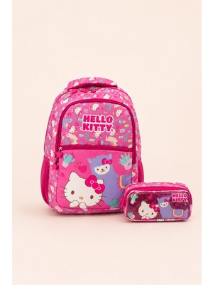 Hello Kitty Lisanslı Kız Çocuk Okul Çanta Seti Okul Sırt Çantası Kalemlik Ilkokul Pembe