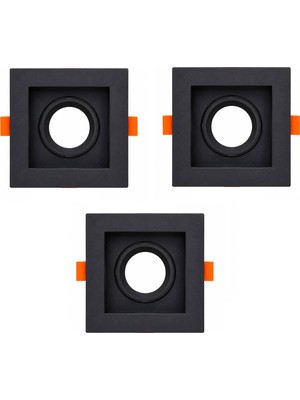 Abs Kare Sıva Altı GU10 LED Spot Armatür Kasası Siyah 3 Adet