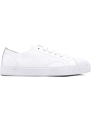 Shoetyle - Hakiki Deri Beyaz Renk Günlük Erkek Sneaker - 666-25