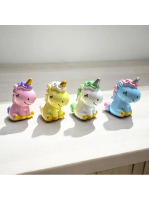 Niyet 4 Adet Dekoratif Unicorn Boynuzlu At Polyester Biblo Hediyelik