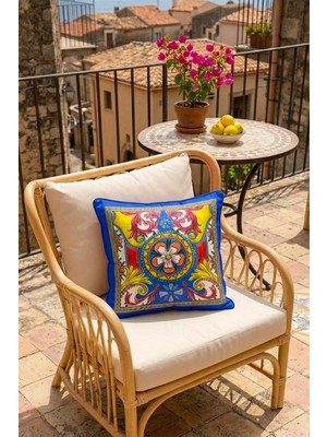 Dekomod 1 Adet Dijital Baskılı Dekoratif Çift Taraflı Renkli Desen Kırlent Yastık Kılıfı 45X45 cm