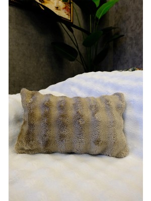 Dekomod Peluş Puffy Dekoratif Dikdörtgen Yastık Kırlent Kılıfı Pofuduk Bubble Kahve 1 Adet 30X50 cm
