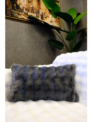 Dekomod Peluş Puffy Dekoratif Dikdörtgen Yastık Kırlent Kılıfı Pofuduk Bubble Antrast 1 Adet 30X50 cm