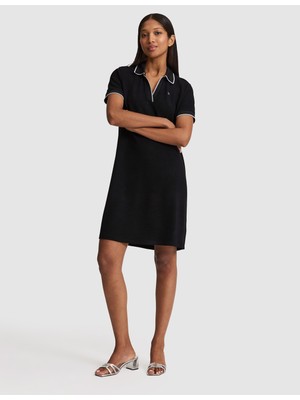 Pierre Cardin Kadın Siyah Regular Fit Polo Yaka Örme Elbise 50324589-VR046