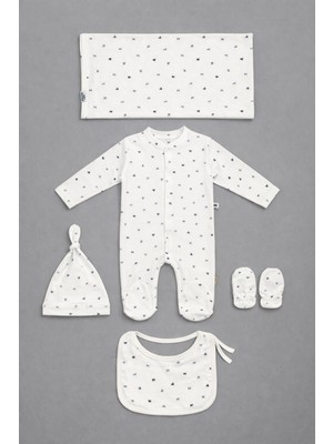 Yeni Doğan Bebek Hastane Çıkışı 5 Parça %100 Pamuk Set Takım
