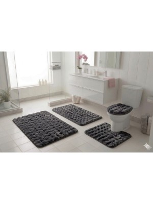 Banyo Paspası Bubble Shagy 4lü Klozet Takımı 60X100 50X80 50X54 38X45