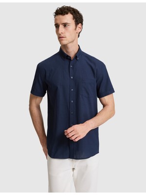 Pierre Cardin Erkek Lacivert %100 Pamuk Regular Fit Yazlık Gömlek 50325364-VR100