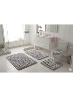 Banyo Paspası Bubble Shagy 4lü Klozet Takımı 60X100 50X80 50X54 38X45