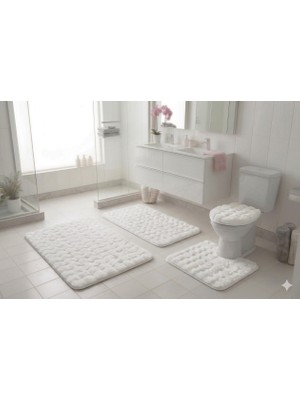 Banyo Paspası Bubble Shagy 4lü Klozet Takımı 60X100 50X80 50X54 38X45