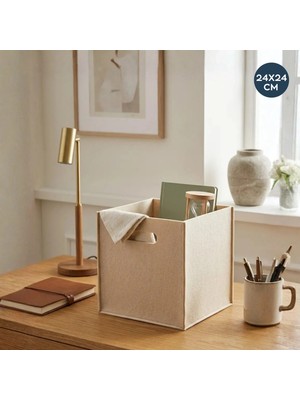 Homing Keçe Sepet Organizer Dolap Içi Düzenleyici 24X24 cm Tekli Krem