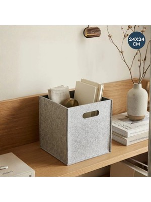Homing Gri Keçe Organizer Dolap İçi Düzenleyici Sepet 24X24 cm Taşınabilir ve Katlanabilir