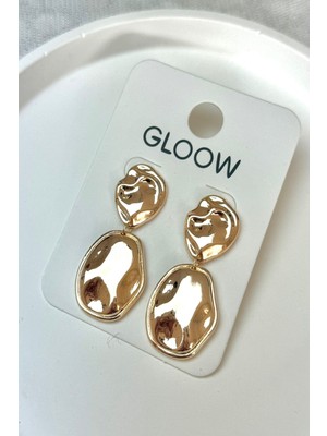 Kadın Küpe 5cm Iki Oval Ezme Detay Kadın Küpe