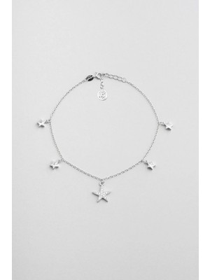 So CHIC Deniz Yıldızı 18 Ayar Beyaz Altın Kaplama 24 Cm Gümüş Halhal