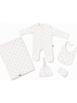 Yeni Doğan Kız Bebek 5 Parça Pamuklu Set Pijama-Günlük Takımı