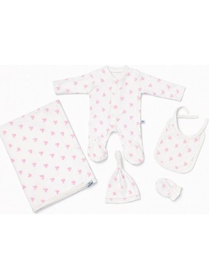Yeni Doğan Kız Bebek 5 Parça Pamuklu Set Pijama-Günlük Takımı
