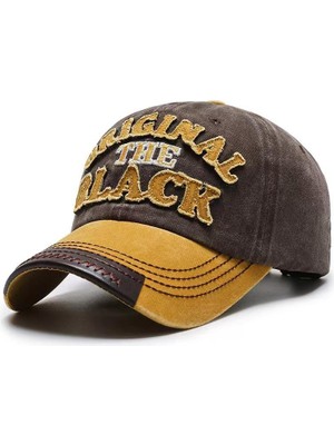 Valkyrie Original The Black Nakışlı Unisex Beyzbol Şapkası Vintage Eskitme Pamuk Ayarlanır Kahve Sarı