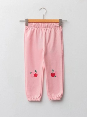 Lc Waikiki  Baby Pembe Beli Lastikli Baskılı Kız Bebek Jogger Eşofman Alt
