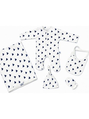 Yeni Doğan Kız Bebek 5 Parça Pamuklu Set Pijama-Günlük Takımı