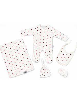 Yeni Doğan Kız Bebek 5 Parça Pamuklu Set Pijama-Günlük Takımı