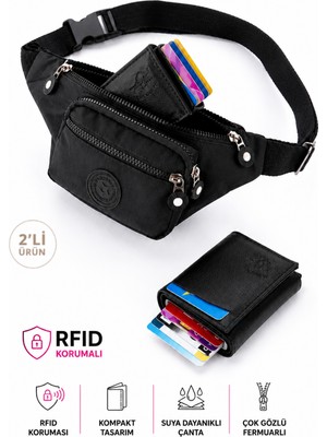 Sannora Bags Krinkıl Çapraz Askılı Bel Omuz ve Spor Çanta ve Mekanizmalı Cüzdan