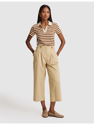 Pierre Cardin Kadın Bej Loose Fit Kanvas Pantolon 50321204-VR011