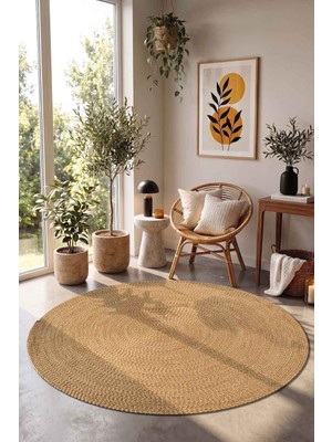 Cotto Home Vintora Vintage Desenli Yuvarlak Daire Dekoratif Örgü Kilim