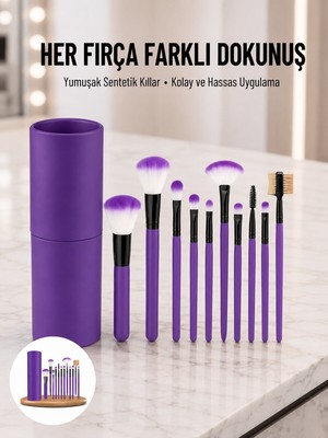 12 Parça Profesyonel Makyaj Fırçası Far Fırçası Allık Fırçası Yumuşak K? - PINVOX7581-1