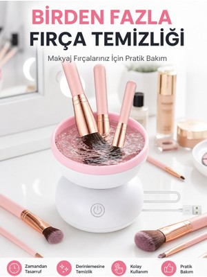 Elektrikli Makyaj Fırçası Temizleyici USB ile Çalışan Otomatik Fırça Yıkama - PINVOX4625-6