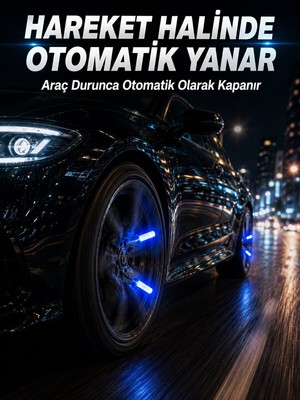 Hareketle Yanan LED Sibop Işığı 4'lü Araç Lastik Lambası - PINVOX8726-5649