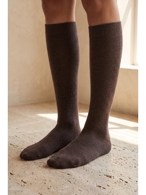 Bony Socks Kadın Dizaltı Çorap Kahverengi