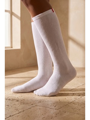 Bony Socks Kadın Beyaz Renkli Famliy Basic Dizaltı Çorap